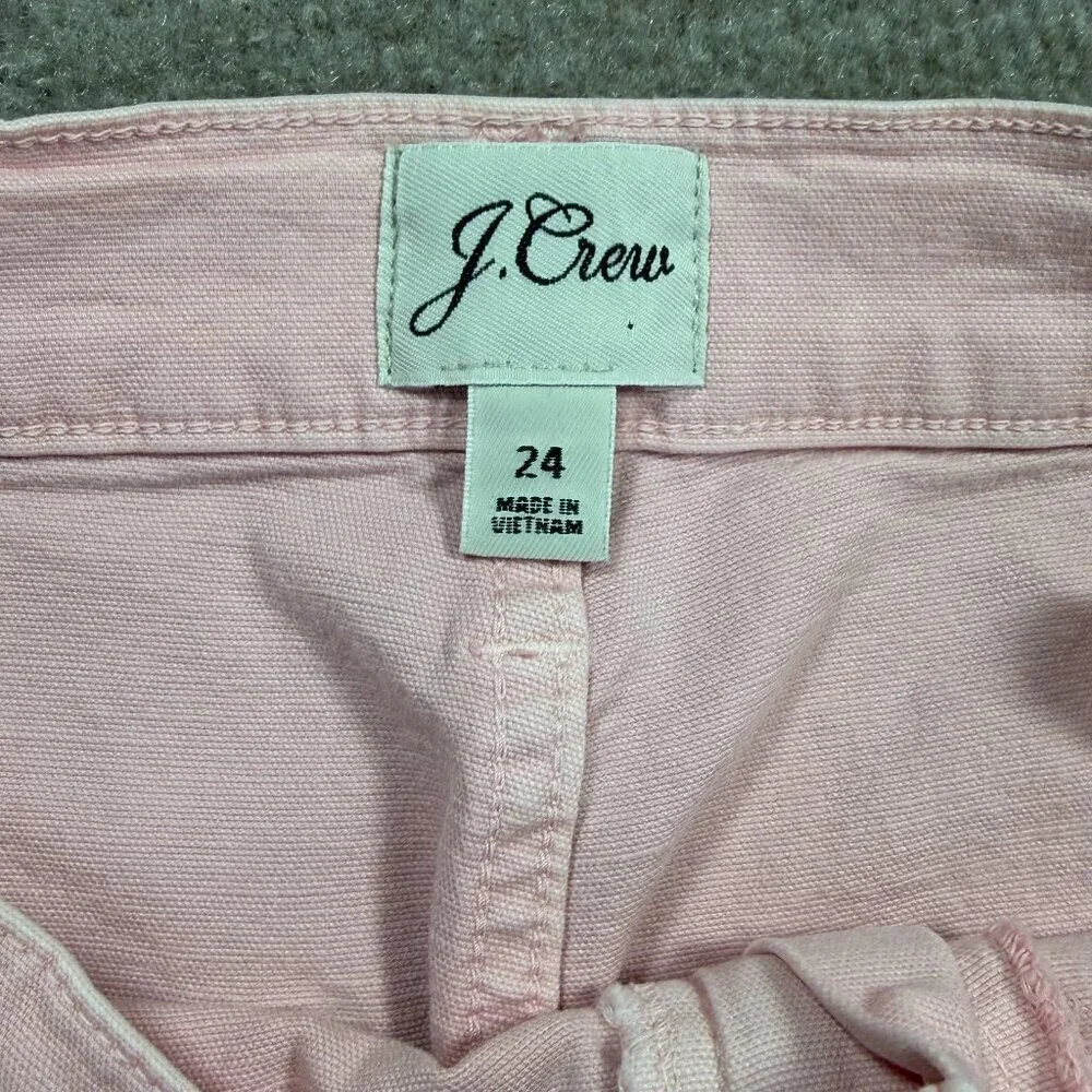 J.Crew Slim Wide-Leg Pant in Washed Canvas Pink Size 24 High Rise
